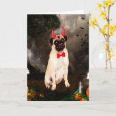Mops Hund zu Halloween Karte (Gelbe Blume)
