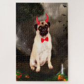 Mops Hund zu Halloween Puzzle (Vertikal)