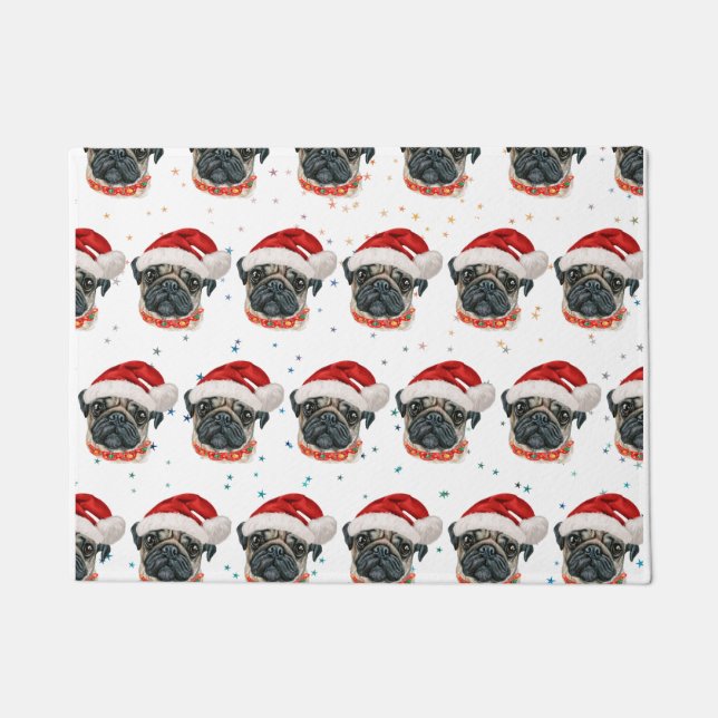 Mops Hund züchten Weihnachtsstars Fußmatte (Vorderseite)