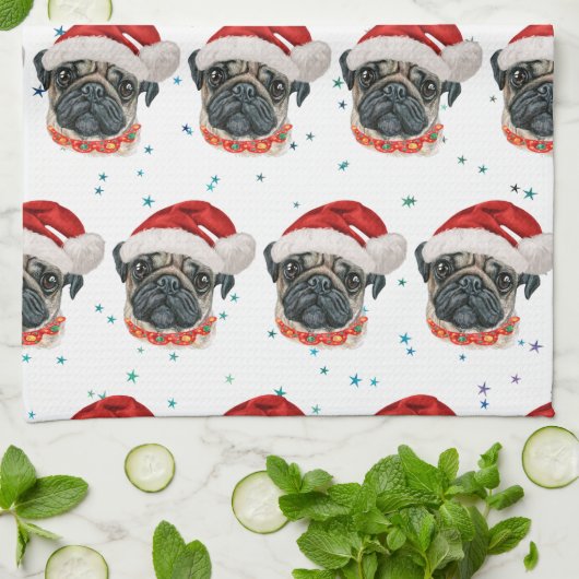 Mops Hund züchten Weihnachtsstars Geschirrtuch (Gefaltet)