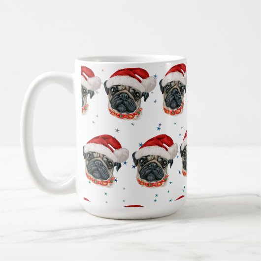 Mops Hund züchten Weihnachtsstars Kaffeetasse (Links)