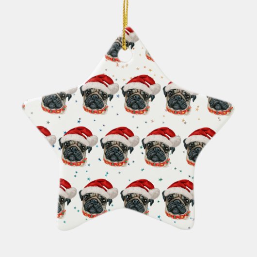 Mops Hund züchten Weihnachtsstars Keramik Ornament (Vorne)