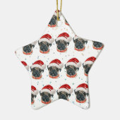 Mops Hund züchten Weihnachtsstars Keramik Ornament (Links)