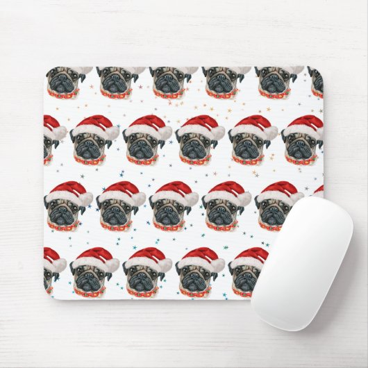 Mops Hund züchten Weihnachtsstars Mousepad (Mit Mouse)