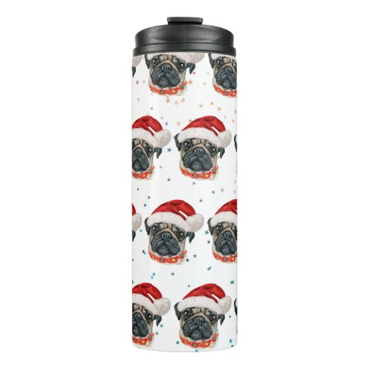 Mops Hund züchten Weihnachtsstars Thermosbecher (Vorderseite)