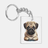 Mops-Hündchen Schlüsselanhänger (Vorderseite links)