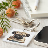 Mops-Hündchen Schlüsselanhänger (Vorderseite rechts)