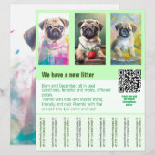 Mops-Hündchen zum Verkauf Flyer Vorlage QR-Code (Vorne/Hinten)