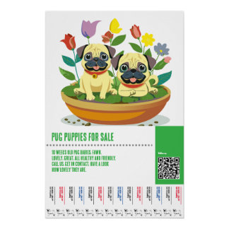 Mops-Hündchen zum Verkauf Flyer Vorlagen Poster