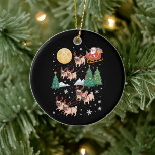 Mops-Hunde-Baum-Weihnachts-Pullover Xmas-Haustier- Keramik Ornament