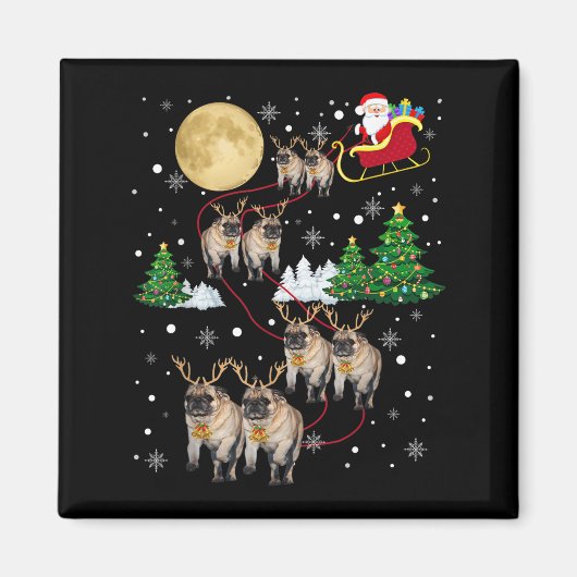 Mops-Hunde-Baum-Weihnachts-Pullover Xmas-Haustier- Magnet (Vorne)