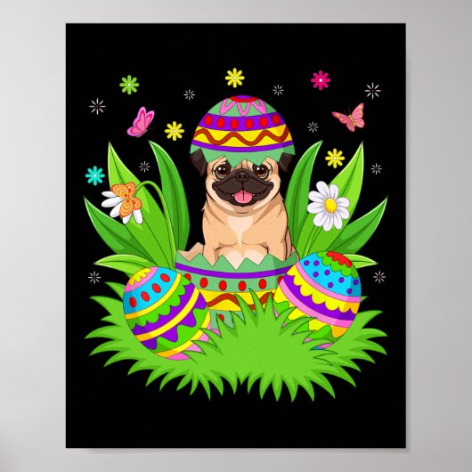 Mops-Hunde Frohe Ostern Hase Eierjagd Mops Ostern Poster (Vorne)