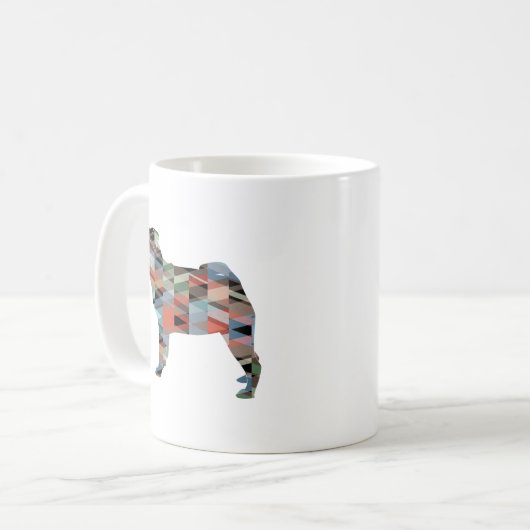 Mops Hunde Geo-Silhouette Kariert Kaffeetasse (Vorderseite Links)