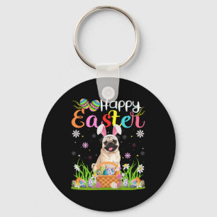 Mops-Hunde Glückliches Ostereier-Suche Hasen-Ohr O Schlüsselanhänger