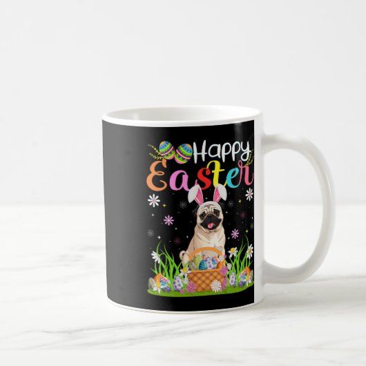 Mops Hunde Happy Ostereier HUNDERT Ostern Kaffeetasse (Rechts)