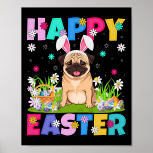Mops Hunde Happy Ostereier Hunt Sonniges Ohr Mops Poster