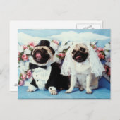 Mops Hunde Hochzeit Postkarte (Vorne/Hinten)