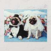 Mops Hunde Hochzeit Postkarte (Vorderseite)