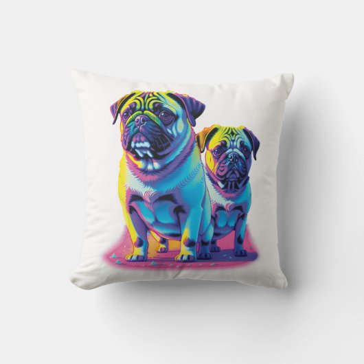 Mops-Hunde in Rosa Kissen (Vorderseite)