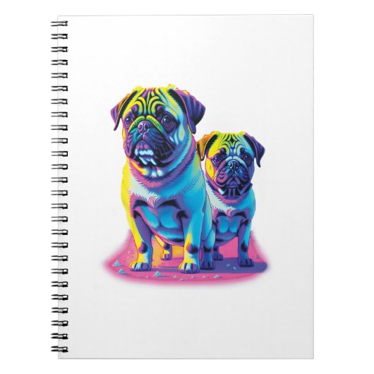 Mops-Hunde in Rosa Notizblock (Vorderseite)