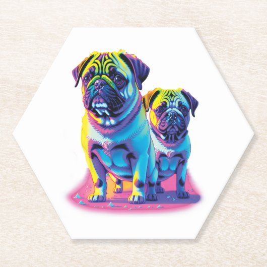 Mops-Hunde in Rosa Untersetzer (Vorderseite)