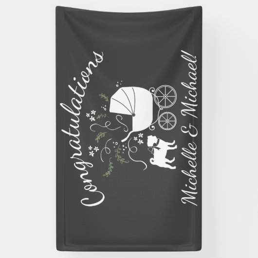 Mops Hunde Kinderdusche Graues Welpengeschlecht ne Banner (Vertikal)