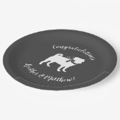 Mops Hunde Kinderdusche Graues Welpengeschlecht ne Pappteller (Schrägansicht)