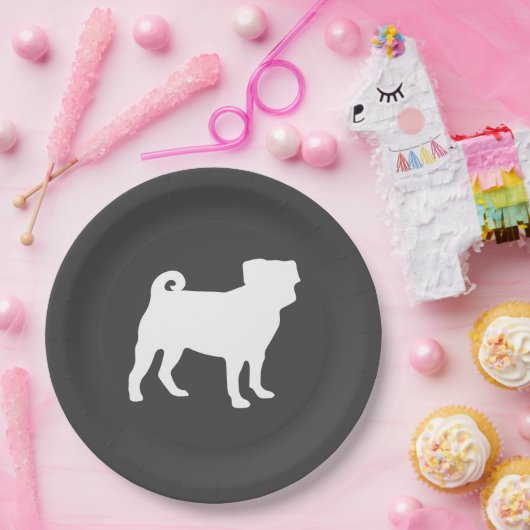 Mops Hunde Kinderdusche Graues Welpengeschlecht ne Pappteller (Party)