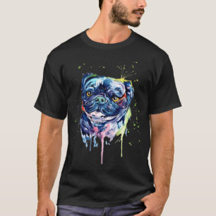 Mops-Hunde-Kunst Bunt T-Shirt
