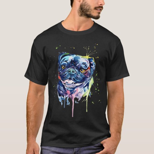 Mops-Hunde-Kunst Bunt T-Shirt (Vorderseite)