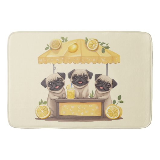Mops Hunde Lemonade Stand Badematte (Vorderseite)