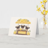 Mops Hunde Lemonade Stand Karte (Gelbe Blume)