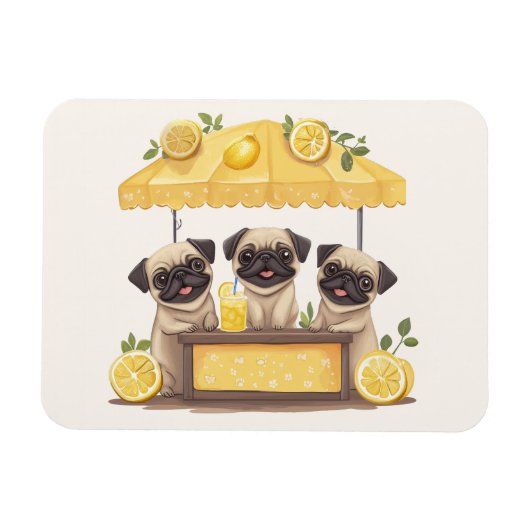 Mops Hunde Lemonade Stand Magnet (Horizontal)
