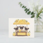 Mops Hunde Lemonade Stand Postkarte (Stehend Vorderseite)