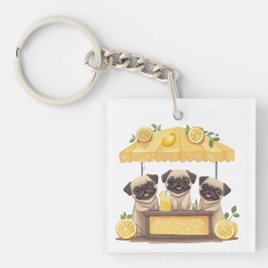 Mops Hunde Lemonade Stand Schlüsselanhänger (Vorderseite)
