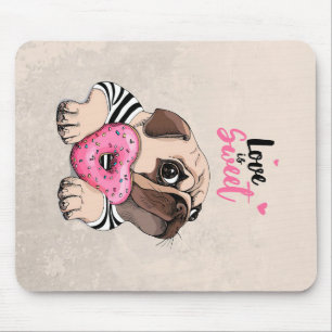 Mops Hunde Liebe ist süßes Geschenk, Mops Lover Ge Mousepad