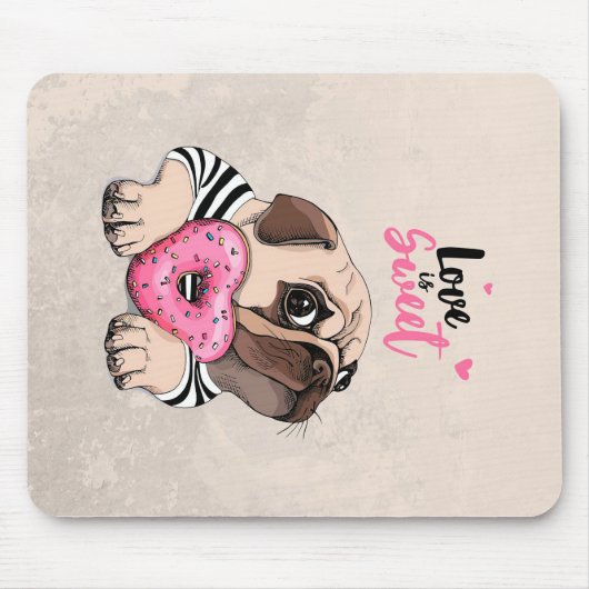 Mops Hunde Liebe ist süßes Geschenk, Mops Lover Ge Mousepad (Vorne)