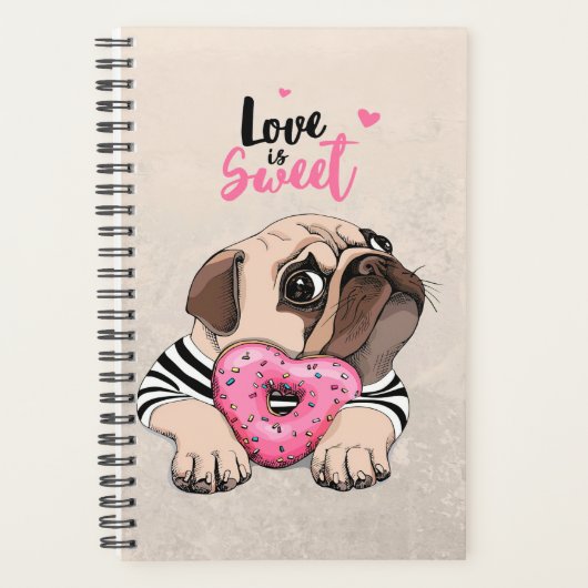 Mops Hunde Liebe ist süßes Geschenk, Mops Lover Ge Planer (Vorderseite)