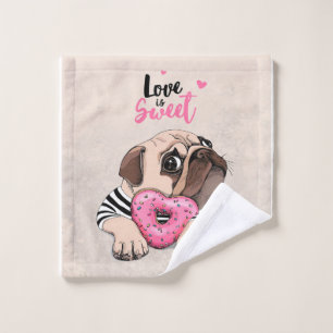 Mops Hunde Liebe ist süßes Geschenk, Mops Lover Ge Waschlappen