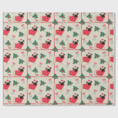 Mops Hunde mit Sweater & Christmas Weihnachtsmannm Geschenkpapier (Flach)