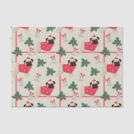 Mops Hunde mit Sweater & Christmas Weihnachtsmannm Seidenpapier