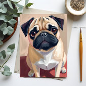 Mops Hunde Pet Malerei Postkarte
