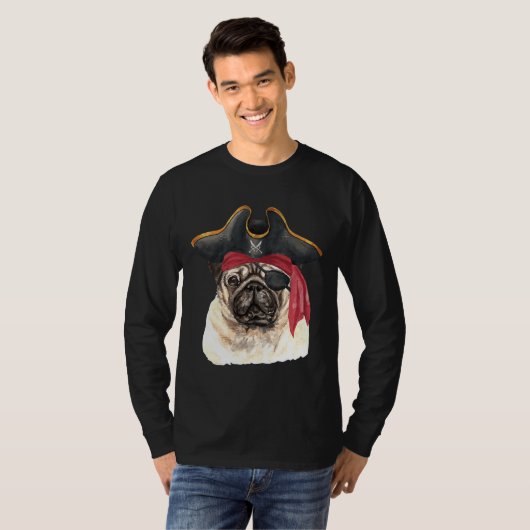 Mops Hunde Pirate Classic T - Shirt 210 (Vorne ganz)