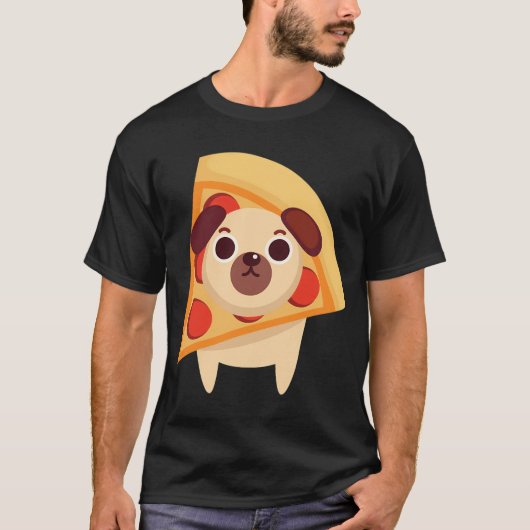 Mops-Hunde-Pizza T-Shirt (Vorderseite)