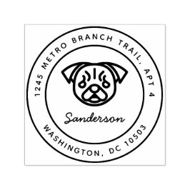 Mops Hunde Rücksendeadresse Briefmarke Selbstfarbi Permastempel