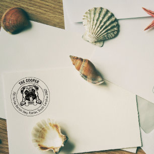 Mops Hunde Rücksendeadresse Gummistempel