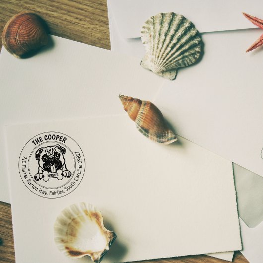 Mops Hunde Rücksendeadresse Gummistempel