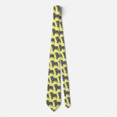 Mops Hunde Silhouette Gelb & Blau Krawatte (Vorderseite)