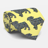 Mops Hunde Silhouette Gelb & Blau Krawatte (Gerollt)