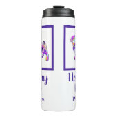 Mops Hunde Silhouette Niedliche Lila PY&B Thermosbecher (Vorderseite)